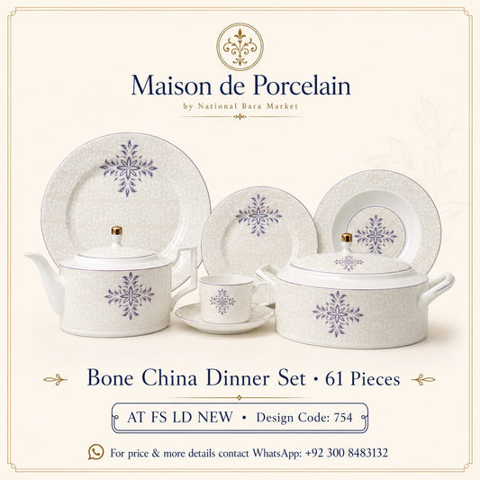 Bone China Dinner Set – AT FS LD | 61 Pieces