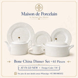 Bone China Dinner Set – AT FS LD NEW | 61 Pieces | Design Code: 730
