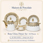 Bone China Dinner Set – AT HN GOLD | 61 Pieces | Design Code: 100