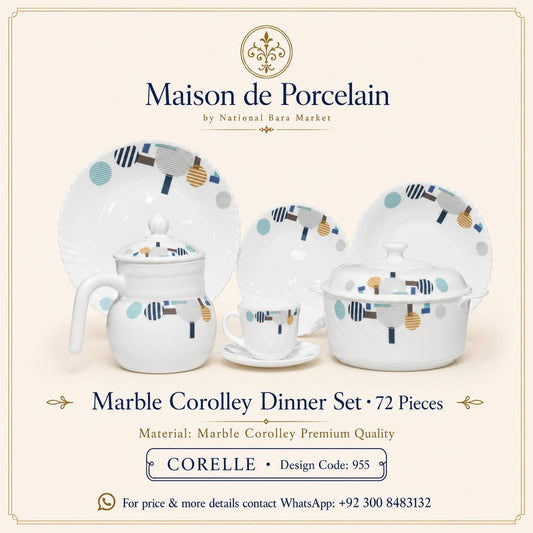 Marble Corolley Dinner Set – Modern Geometric | 72 Pieces | Design Code: 955
