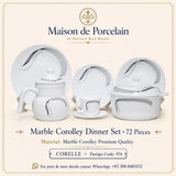 Marble Corolley Dinner Set – Silver Wave | 72 Pieces | Design Code: 974