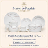 Marble Corolley Dinner Set – Rose Gold Chain | 72 Pieces | Design Code: 884