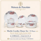 Marble Corolley Dinner Set – Modern Floral Abstract | 72 Pieces | Design Code: 953