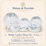 Marble Corolley Dinner Set – Blue Floral Elegance | 72 Pieces | Design Code: 951