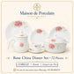 Bone China Dinner Set – Peach Blossom Floral | 72 Pieces | Round | Design Code: 956