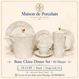 Bone China Dinner Set – AS LS HF | 61 Pieces | Design Code: 02