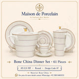 Bone China Dinner Set – AS LS HF | 61 Pieces | Design Code: 07