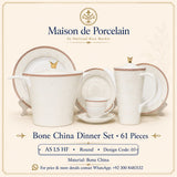Bone China Dinner Set – AS LS HF | 61 Pieces | Design Code: 03