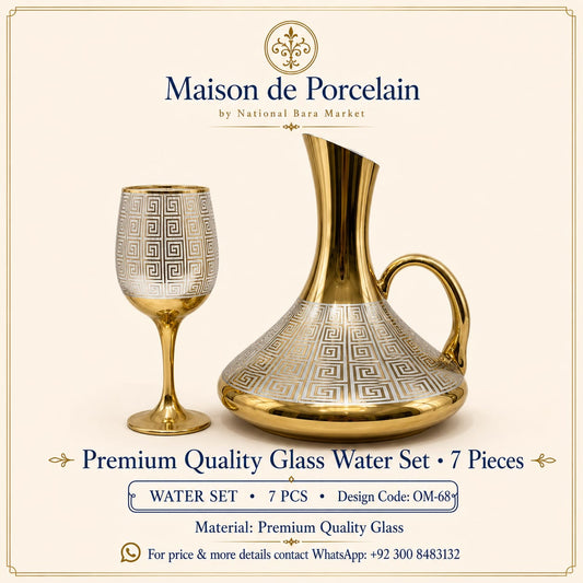 Premium Glass Water Set – ROYAL GOLD MAZE | 7 Pieces | Design Code: OM-68