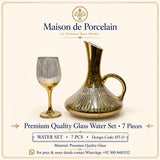 Premium Glass Water Set – GOLD RIBBED ELEGANCE | 7 Pieces | Design Code: HT-11