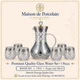 Premium Glass Water Set – SILVER LATTICE | 7 Pieces | Design Code: OM-67