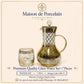Premium Glass Water Set – GOLDEN FLORAL LATTICE | 7 Pieces | Design Code: OM-75