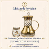 Premium Glass Water Set – GOLDEN FLORAL LATTICE | 7 Pieces | Design Code: OM-73