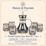 Premium Glass Water Set – SILVER STRIPE | 7 Pieces | Design Code: OM-78