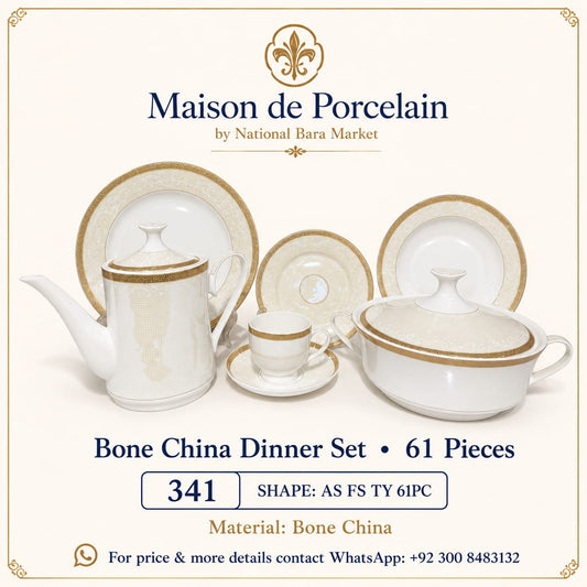 Bone China Dinner Set – AS FS TY | 61 Pieces | Design Code: 341