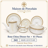Bone China Dinner Set – AS FS TY | 61 Pieces | Design Code: 341