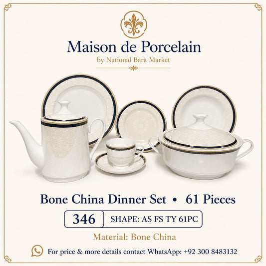 Bone China Dinner Set – AS FS TY | 61 Pieces | Design Code: 346