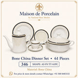 Bone China Dinner Set – AS FS TY | 61 Pieces | Design Code: 346