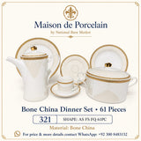 Bone China Dinner Set – AS FS FQ | 61 Pieces | Design Code: 321