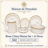 Bone China Dinner Set – AS FS TY | 61 Pieces | Design Code: 342