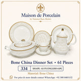 Bone China Dinner Set – AS FS ENGLISH | 61 Pieces | Design Code: 334