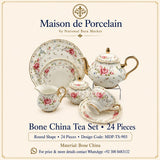 Premium Bone China Tea Set – Round Shape | 24 Pieces | Design Code: MDP-TS-903