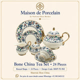 Premium Bone China Tea Set – Round Shape | 24 Pieces | Design Code: MDP-TS-902