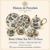 Premium Bone China Tea Set – Round Shape | 24 Pieces | Design Code: MDP-TS-905