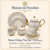 Premium Bone China Tea Set – Round Shape | 24 Pieces | Design Code: MDP-TS-907