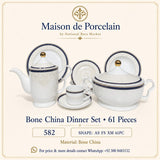 Bone China Dinner Set – AS FS XM | 61 Pieces | Design Code: 582