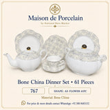 Bone China Dinner Set – AS FLOWER | 61 Pieces | Design Code: 767