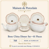 Bone China Dinner Set – AS FLOWER | 61 Pieces | Design Code: 768