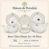 Bone China Dinner Set – AS FLOWER | 61 Pieces | Design Code: 762