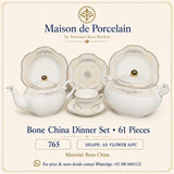 Bone China Dinner Set – AS FLOWER | 61 Pieces | Design Code: 765