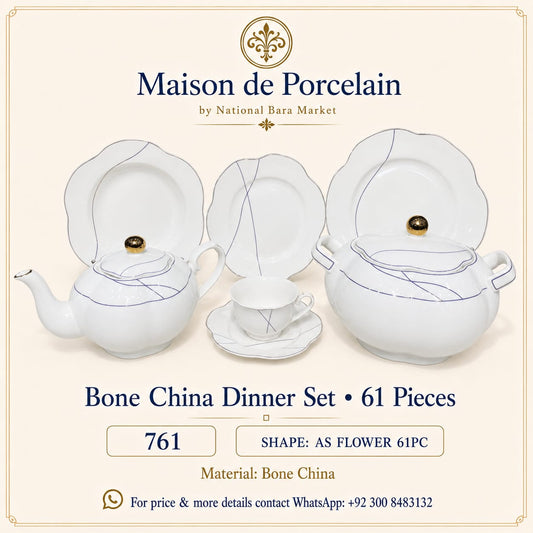 Bone China Dinner Set – AS FLOWER | 61 Pieces | Design Code: 761