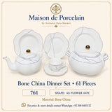 Bone China Dinner Set – AS FLOWER | 61 Pieces | Design Code: 761