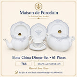 Bone China Dinner Set – BLUE FLORAL | 61 Pieces | Design Code: 766