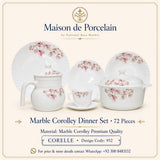 Marble Corolley Dinner Set – Pink Blossom Floral | 72 Pieces | Design Code: 952